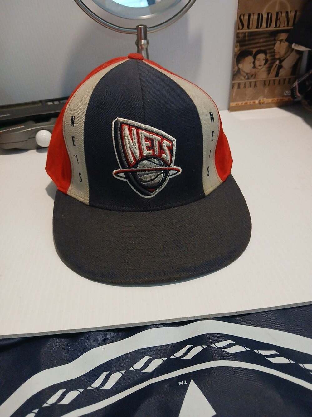 NBA New Jersey Nets Fitted Hat Cap Red Blue Grey